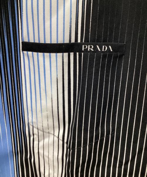 PRADA（プラダ）PRADA (プラダ) ストライプ 半袖シャツ ブルー×ブラック サイズ:Lの古着・服飾アイテム