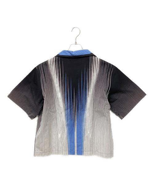 PRADA（プラダ）PRADA (プラダ) ストライプ 半袖シャツ ブルー×ブラック サイズ:Lの古着・服飾アイテム