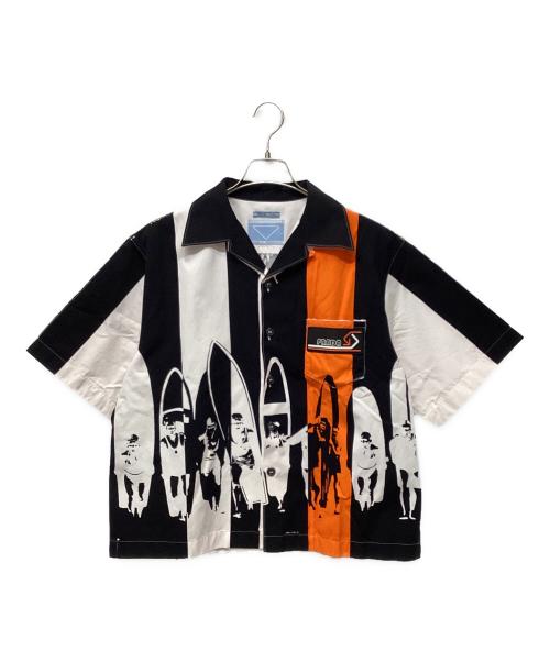 PRADA（プラダ）PRADA (プラダ) 半袖シャツ ブラック×オレンジ サイズ:Lの古着・服飾アイテム