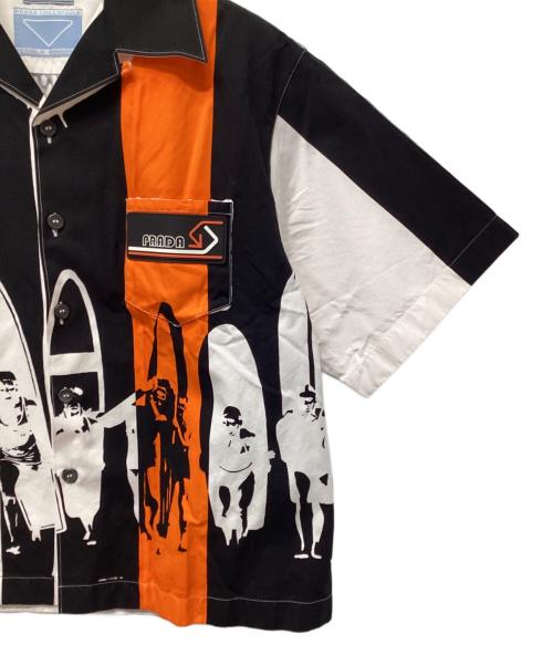 PRADA（プラダ）PRADA (プラダ) 半袖シャツ ブラック×オレンジ サイズ:Lの古着・服飾アイテム