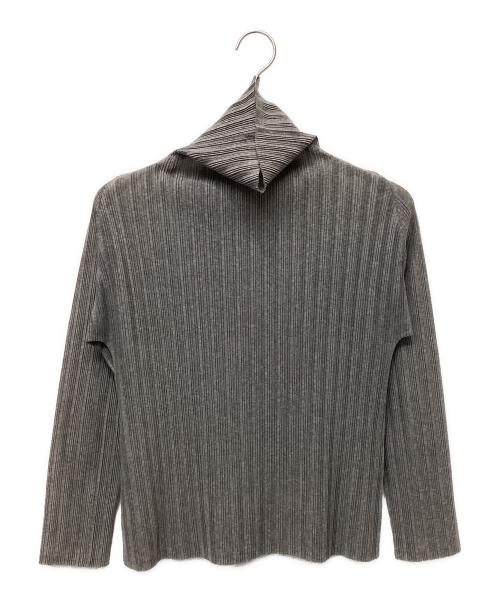 PLEATS PLEASE（プリーツプリーズ）PLEATS PLEASE (プリーツプリーズ) タートルネックプリーツカットソー グレー サイズ:3の古着・服飾アイテム
