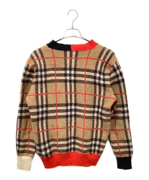 BURBERRY（バーバリー）BURBERRY (バーバリー) Check Merio Wool Jacquard Sweater ブラウン サイズ:Lの古着・服飾アイテム