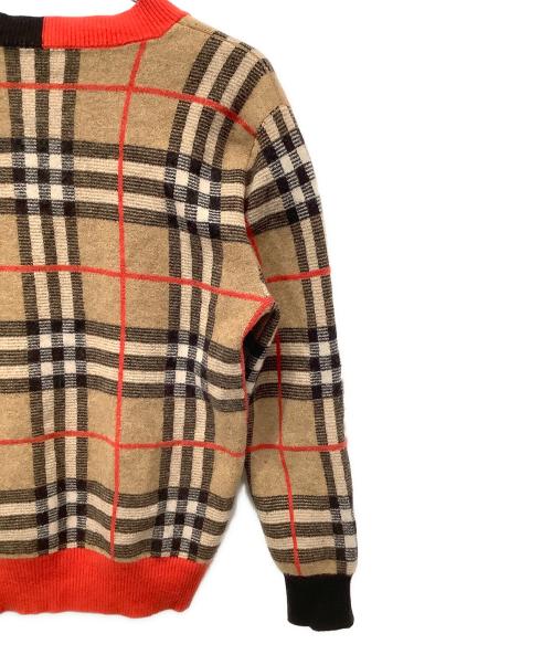 BURBERRY（バーバリー）BURBERRY (バーバリー) Check Merio Wool Jacquard Sweater ブラウン サイズ:Lの古着・服飾アイテム