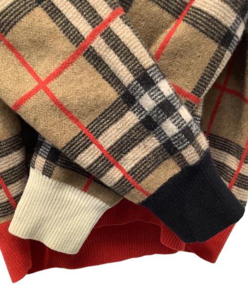 BURBERRY（バーバリー）BURBERRY (バーバリー) Check Merio Wool Jacquard Sweater ブラウン サイズ:Lの古着・服飾アイテム