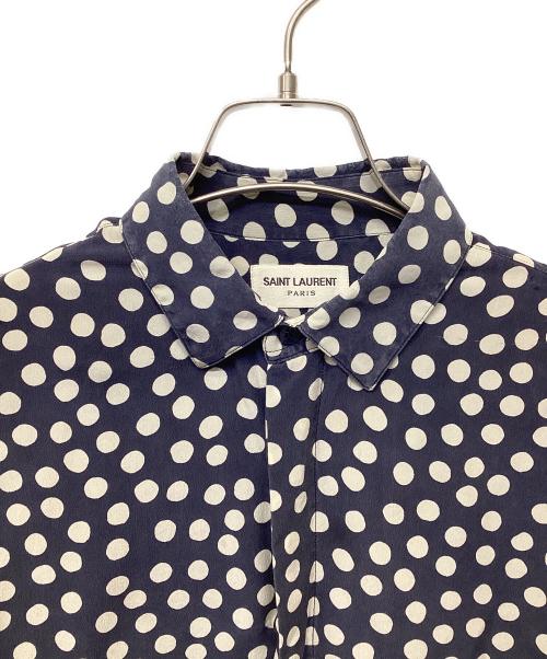 Saint Laurent Paris（サンローランパリ）Saint Laurent Paris (サンローランパリ) シルクシャツ ネイビー サイズ:37の古着・服飾アイテム