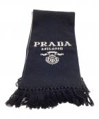 PRADAプラダ）の古着「ロゴマフラー」｜ブラック×ホワイト