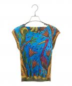 PLEATS PLEASEプリーツプリーズ）の古着「ノースリーブブラウス」｜ブルー