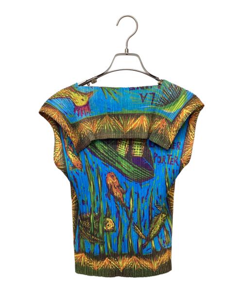 PLEATS PLEASE（プリーツプリーズ）PLEATS PLEASE (プリーツプリーズ) ノースリーブブラウス ブルー サイズ:Lの古着・服飾アイテム