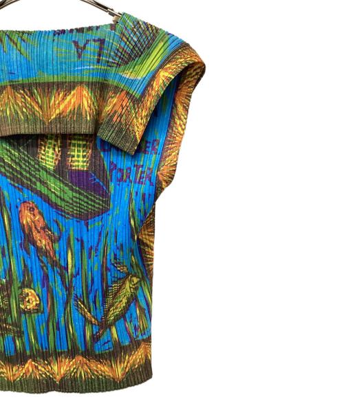 PLEATS PLEASE（プリーツプリーズ）PLEATS PLEASE (プリーツプリーズ) ノースリーブブラウス ブルー サイズ:Lの古着・服飾アイテム