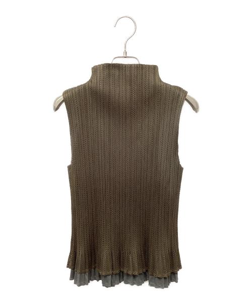 PLEATS PLEASE（プリーツプリーズ）PLEATS PLEASE (プリーツプリーズ) ノースリーブブラウス ブラウン サイズ:3の古着・服飾アイテム