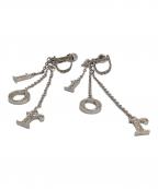 Christian Diorクリスチャン ディオール）の古着「Christian Dior（クリスチャン ディオール）ライトストーン付きロゴイヤリング」｜シルバーカラー