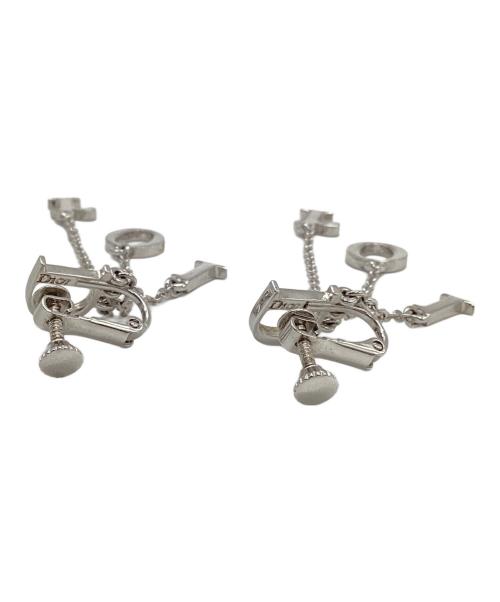 Christian Dior（クリスチャン ディオール）Christian Dior (クリスチャン ディオール) Christian Dior（クリスチャン ディオール）ライトストーン付きロゴイヤリング シルバーカラーの古着・服飾アイテム