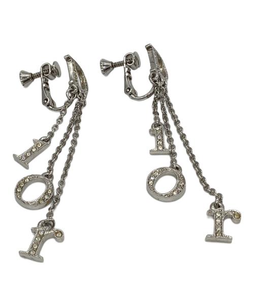 Christian Dior（クリスチャン ディオール）Christian Dior (クリスチャン ディオール) Christian Dior（クリスチャン ディオール）ライトストーン付きロゴイヤリング シルバーカラーの古着・服飾アイテム