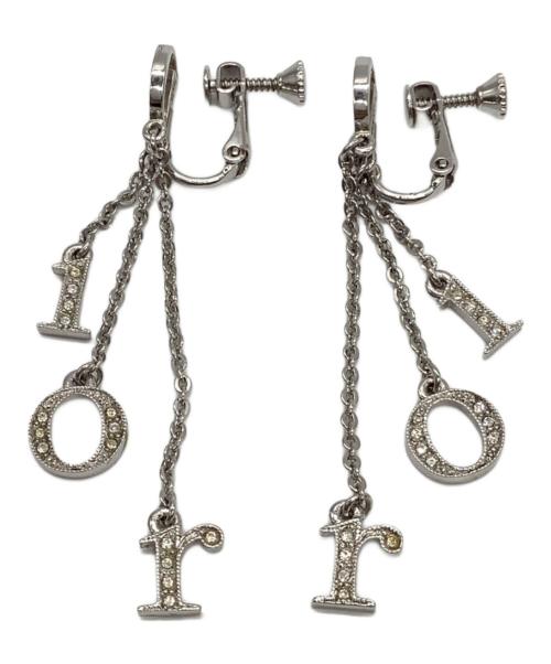 Christian Dior（クリスチャン ディオール）Christian Dior (クリスチャン ディオール) Christian Dior（クリスチャン ディオール）ライトストーン付きロゴイヤリング シルバーカラーの古着・服飾アイテム