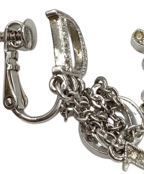 Christian Dior（クリスチャン ディオール）Christian Dior (クリスチャン ディオール) Christian Dior（クリスチャン ディオール）ライトストーン付きロゴイヤリング シルバーカラーの古着・服飾アイテム