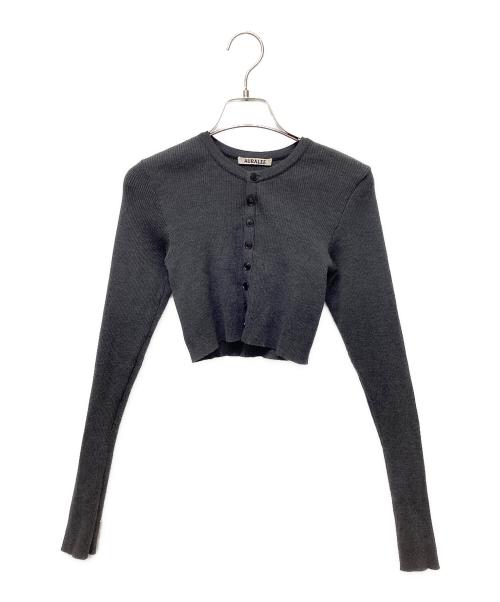 AURALEE（オーラリー）AURALEE (オーラリー) SUPER FINE WOOL HIGH GAUGE RIB KNIT SHORT CARDIGAN グレーの古着・服飾アイテム