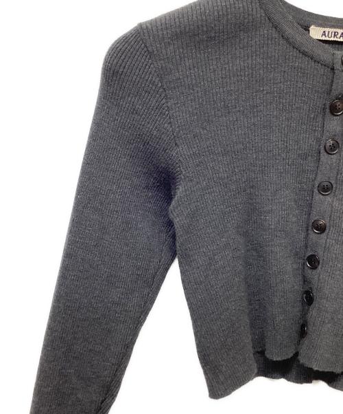 AURALEE（オーラリー）AURALEE (オーラリー) SUPER FINE WOOL HIGH GAUGE RIB KNIT SHORT CARDIGAN グレーの古着・服飾アイテム