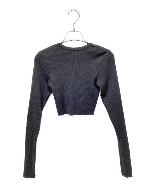 AURALEE（オーラリー）AURALEE (オーラリー) SUPER FINE WOOL HIGH GAUGE RIB KNIT SHORT CARDIGAN グレーの古着・服飾アイテム