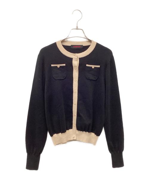CABAN（キャバン）CABAN (キャバン) コットンカシミヤ バイカラークルーネックカーディガン ブラック サイズ:Fの古着・服飾アイテム