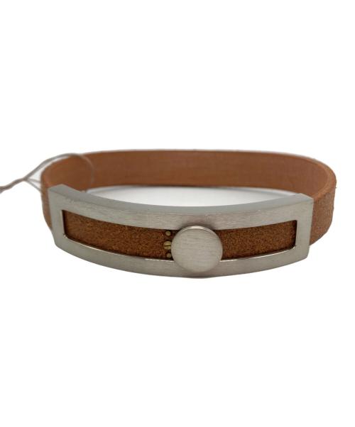 HERMES（エルメス）HERMES (エルメス) HERMES（エルメス）バングル　プスプス シルバー×ブラウンの古着・服飾アイテム