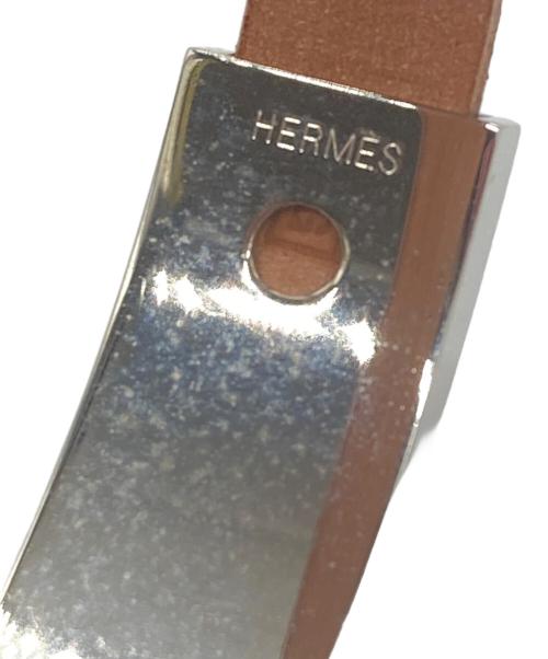HERMES（エルメス）HERMES (エルメス) HERMES（エルメス）バングル　プスプス シルバー×ブラウンの古着・服飾アイテム