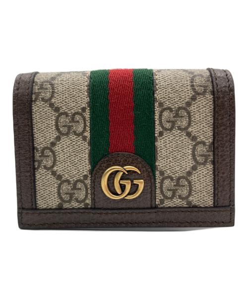GUCCI（グッチ）GUCCI (グッチ) カードケース ベージュ×ブラウンの古着・服飾アイテム
