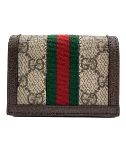GUCCI（グッチ）GUCCI (グッチ) カードケース ベージュ×ブラウンの古着・服飾アイテム