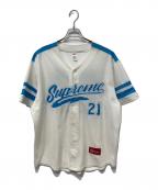 SUPREMEシュプリーム）の古着「Velour Baseball Jersey」｜ホワイト