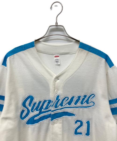 SUPREME（シュプリーム）Supreme (シュプリーム) Velour Baseball Jersey ホワイト サイズ:Lの古着・服飾アイテム