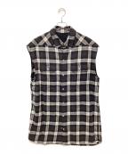 RICK OWENSリックオウエンス）の古着「ノースリーブシャツ」｜ブラック×ホワイト