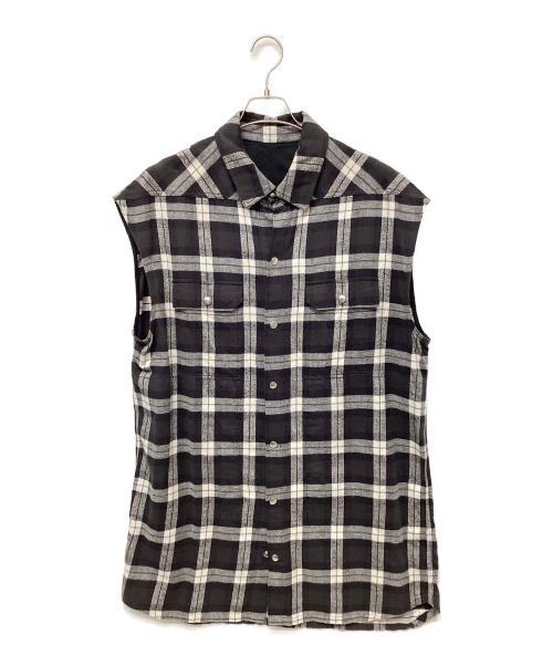 RICK OWENS（リックオウエンス）RICK OWENS (リックオウエンス) ノースリーブシャツ ブラック×ホワイト サイズ:50の古着・服飾アイテム