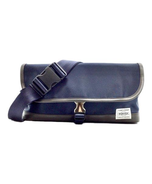 PORTER（ポーター）PORTER (ポーター) sac'sbar (サックスバー) ボディーバッグ ネイビー×ブラウンの古着・服飾アイテム