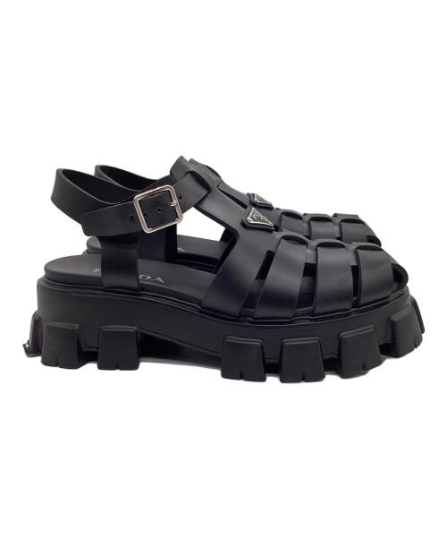 PRADA（プラダ）PRADA (プラダ) モノリス ラバー サンダル ブラック サイズ:8の古着・服飾アイテム