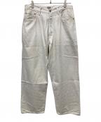 TRADE MARKトレードマーク）の古着「RECYCLED WASTE SUVIN COTTON YARN 11.5oz. DENIM 5POCKET WIDE PANTS」｜ホワイト