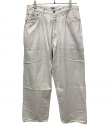 TRADE MARK（トレードマーク）の古着「RECYCLED WASTE SUVIN COTTON YARN 11.5oz. DENIM 5POCKET WIDE PANTS」｜ホワイト