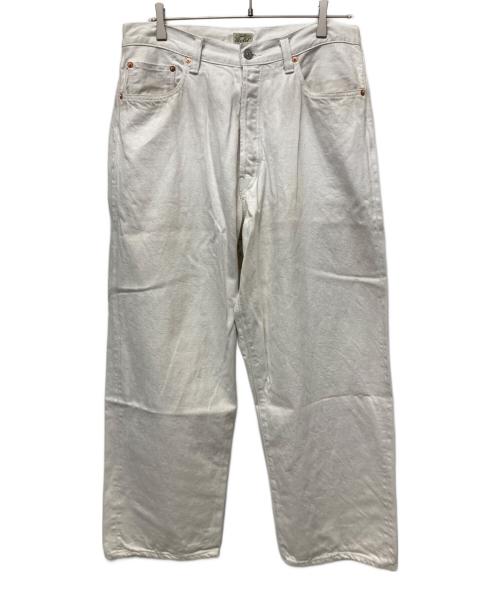 TRADE MARK（トレードマーク）TRADE MARK (トレードマーク) RECYCLED WASTE SUVIN COTTON YARN 11.5oz. DENIM 5POCKET WIDE PANTS ホワイト サイズ:Lの古着・服飾アイテム