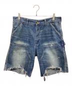 SAINT MICHAELセントマイケル）の古着「DOUBLE KNEE SHORTS」｜インディゴ