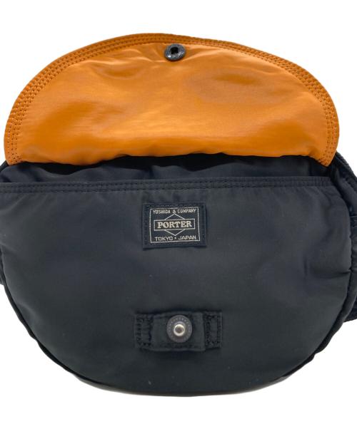 PORTER（ポーター）PORTER (ポーター) ハーフムーンショルダーバッグ ブラック×オレンジの古着・服飾アイテム