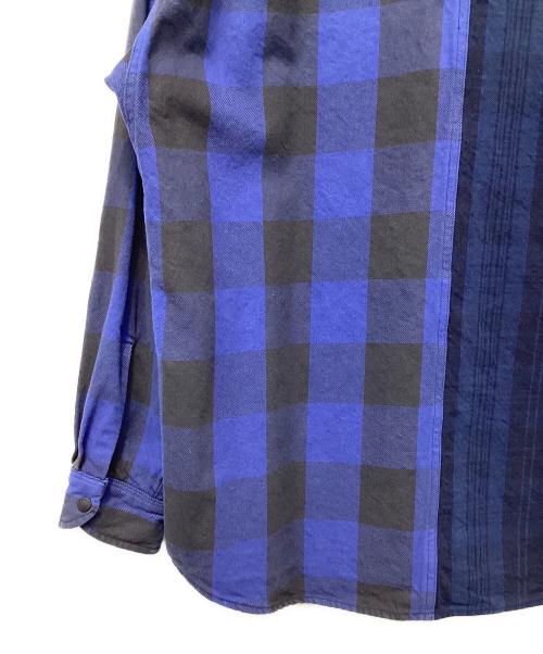THE NORTHFACE PURPLELABEL（ザ・ノースフェイス パープルレーベル）THE NORTHFACE PURPLELABEL (ザ・ノースフェイス パープルレーベル) nanamica (ナナミカ) Plaid Patchwork Shirt ブルー サイズ:Sの古着・服飾アイテム