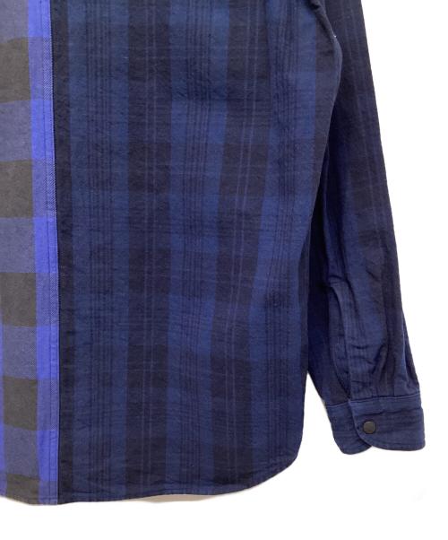 THE NORTHFACE PURPLELABEL（ザ・ノースフェイス パープルレーベル）THE NORTHFACE PURPLELABEL (ザ・ノースフェイス パープルレーベル) nanamica (ナナミカ) Plaid Patchwork Shirt ブルー サイズ:Sの古着・服飾アイテム