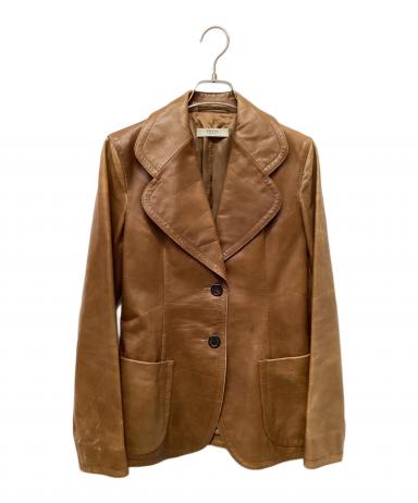 PRADA プラダ ヴィンテージ アーカイブ レザーシャツ キャメル カーフ 中古・古着通販】PRADA (プラダ) 2Bレザージャケット ブラウン サイズ