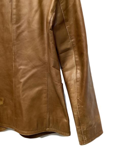 PRADA（プラダ）PRADA (プラダ) 2Bレザージャケット ブラウン サイズ:42の古着・服飾アイテム