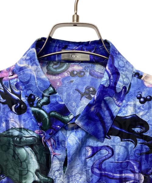 Christian Dior（クリスチャン ディオール）Christian Dior (クリスチャン ディオール) Kenny Scharf (ケニー・シャーフ) オブリークキャラクター総柄半袖シャツ ブルー サイズ:37の古着・服飾アイテム