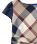 BLUE LABEL CRESTBRIDGE (ブルーレーベルクレストブリッジ) チェックライトクロッシングツイル切替ドレス半袖ワンピース ネイビー サイズ:38：12000円