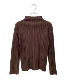 PLEATS PLEASE（プリーツプリーズ）の古着「ハイネックカットソー」｜ブラウン
