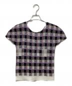 ISSEY MIYAKE meイッセイ ミヤケ ミー）の古着「半袖カットソー」｜ホワイト×ブラック×パープル