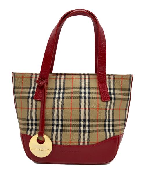 BURBERRY（バーバリー）BURBERRY (バーバリー) ハンドバッグ レッドの古着・服飾アイテム