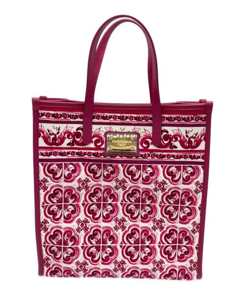 DOLCE & GABBANA（ドルチェ＆ガッバーナ）DOLCE & GABBANA (ドルチェ＆ガッバーナ) ロゴプレート トートバッグ ショッキングピンクの古着・服飾アイテム