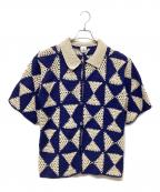 6(ROKU) BEAUTY&YOUTHロク ビューティーアンドユース）の古着「半袖シャツ」｜ホワイト×ブルー