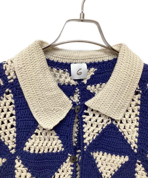 6(ROKU) BEAUTY&YOUTH（ロク ビューティーアンドユース）6(ROKU) BEAUTY&YOUTH (ロク ビューティーアンドユース) 半袖シャツ ホワイト×ブルー サイズ:記載なしの古着・服飾アイテム